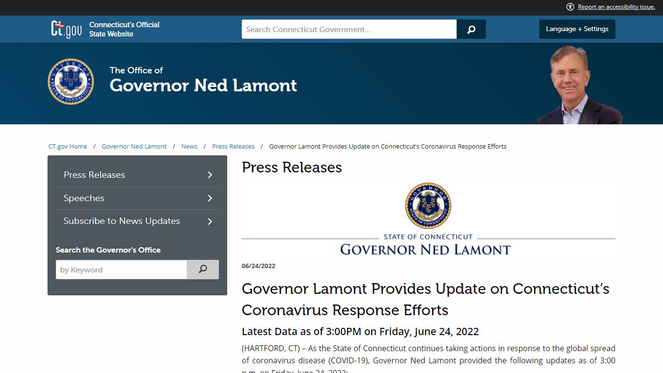 Governor Lamont Coronavirus Update June 24 - ct