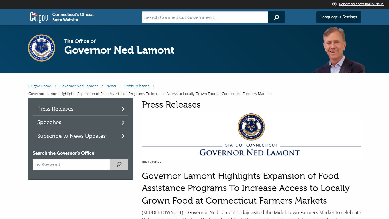 Governor Lamont Highlights Expansion of Food Assistance Programs To ...