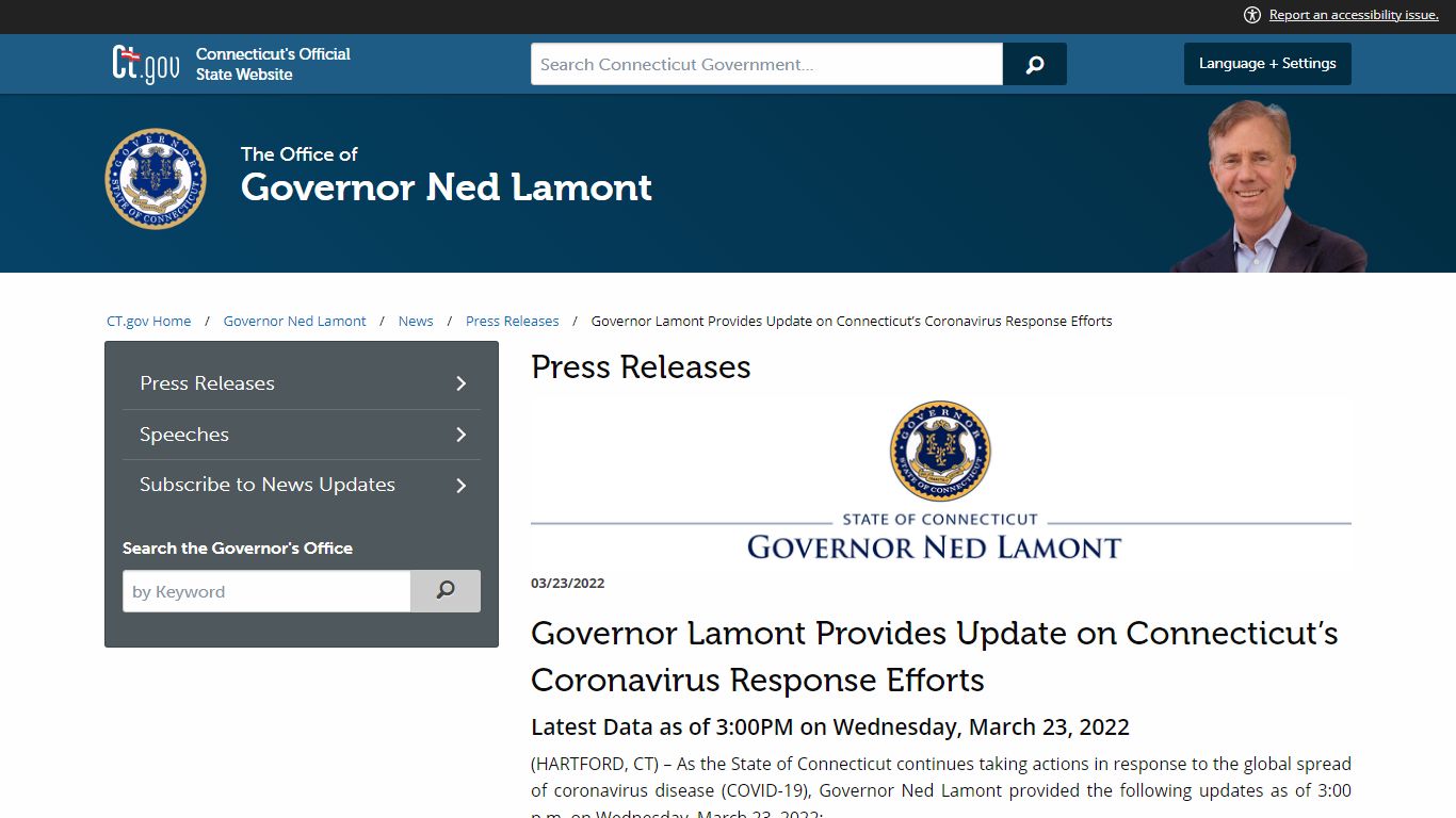 Governor Lamont Provides Update on Connecticut’s Coronavirus Response ...